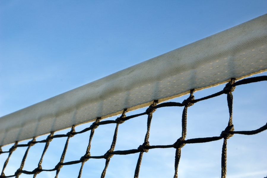 tennis net blue skies